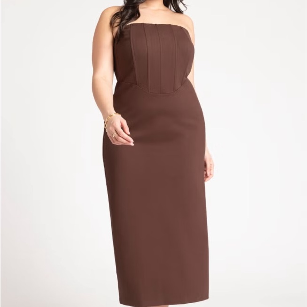 Eloquii Chocolate Strapless Dress